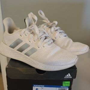 Adidas Puremotion White Shoes with Metallic Stripes